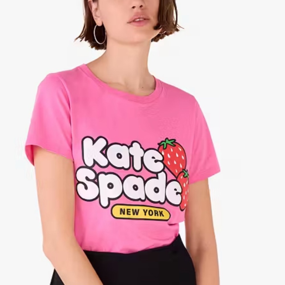 Kate Spade Pink Strawberry Logo Tee - Picture 3 of 3